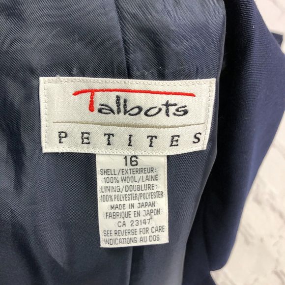 Vintage Talbots Women Blazer Jacket Size 16 Dark Blue 100% Wool B196 -27 - Picture 10 of 16